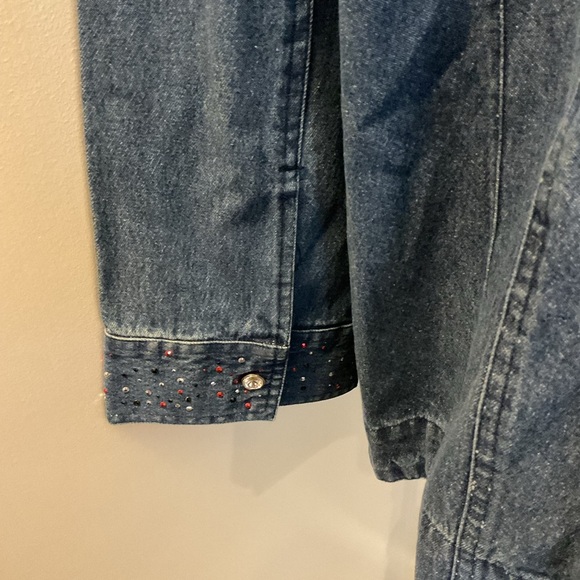 2. NWT Liz & Me Signature Beaded Red, Black N Silver Jean Jacket Size 2X - Picture 9 of 11